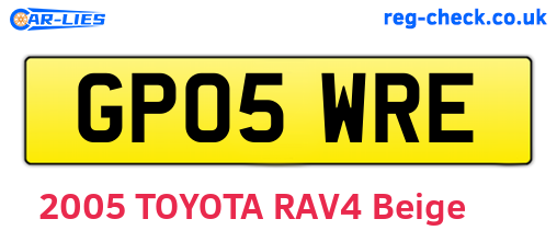 GP05WRE are the vehicle registration plates.
