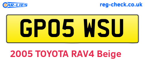 GP05WSU are the vehicle registration plates.