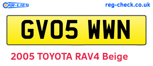 GV05WWN are the vehicle registration plates.