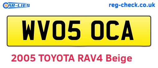 WV05OCA are the vehicle registration plates.