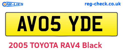 AV05YDE are the vehicle registration plates.