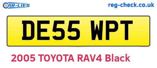 DE55WPT are the vehicle registration plates.