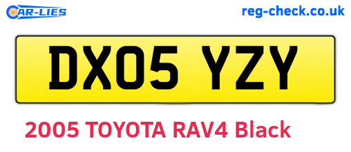 DX05YZY are the vehicle registration plates.