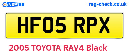 HF05RPX are the vehicle registration plates.