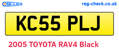 KC55PLJ are the vehicle registration plates.