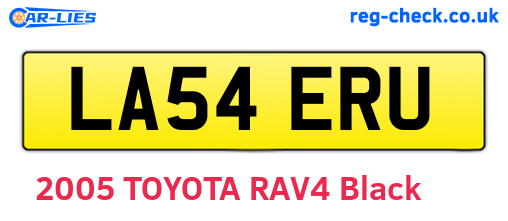 LA54ERU are the vehicle registration plates.
