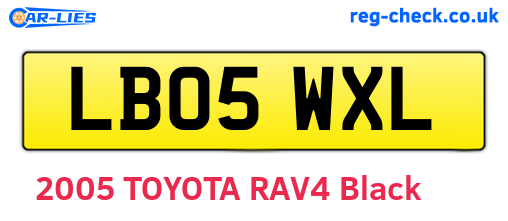 LB05WXL are the vehicle registration plates.