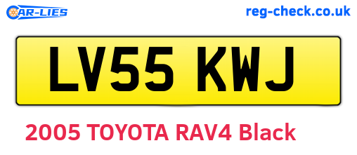 LV55KWJ are the vehicle registration plates.