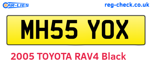 MH55YOX are the vehicle registration plates.