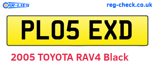 PL05EXD are the vehicle registration plates.