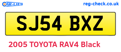SJ54BXZ are the vehicle registration plates.