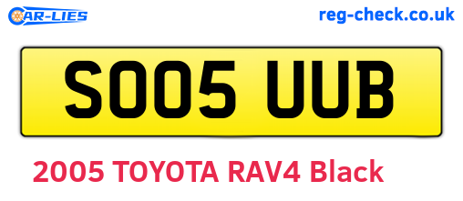 SO05UUB are the vehicle registration plates.