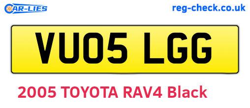 VU05LGG are the vehicle registration plates.