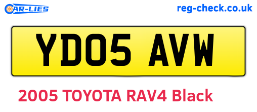 YD05AVW are the vehicle registration plates.