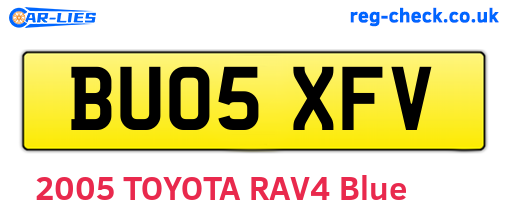 BU05XFV are the vehicle registration plates.