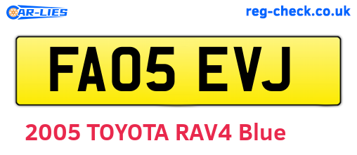FA05EVJ are the vehicle registration plates.