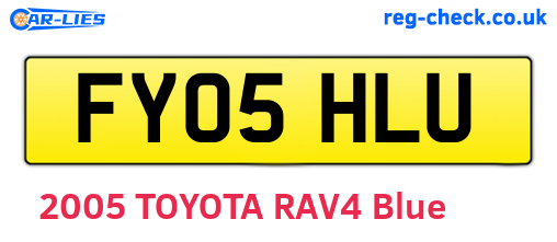 FY05HLU are the vehicle registration plates.