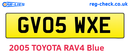 GV05WXE are the vehicle registration plates.
