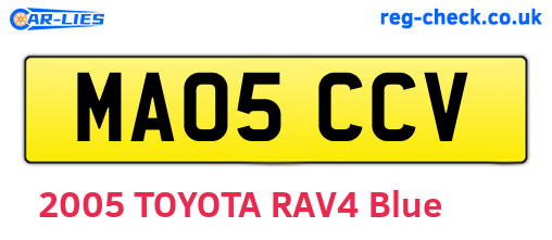 MA05CCV are the vehicle registration plates.