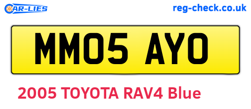 MM05AYO are the vehicle registration plates.
