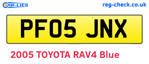PF05JNX are the vehicle registration plates.
