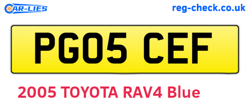 PG05CEF are the vehicle registration plates.