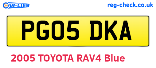 PG05DKA are the vehicle registration plates.