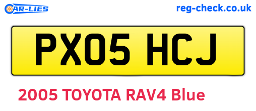 PX05HCJ are the vehicle registration plates.
