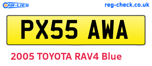 PX55AWA are the vehicle registration plates.
