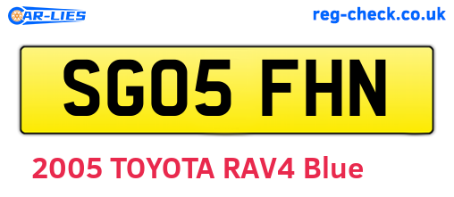 SG05FHN are the vehicle registration plates.