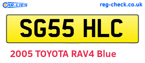 SG55HLC are the vehicle registration plates.