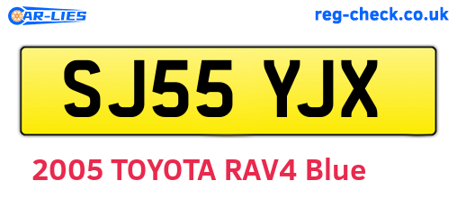 SJ55YJX are the vehicle registration plates.