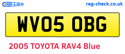 WV05OBG are the vehicle registration plates.