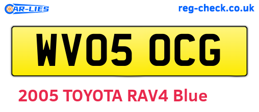 WV05OCG are the vehicle registration plates.