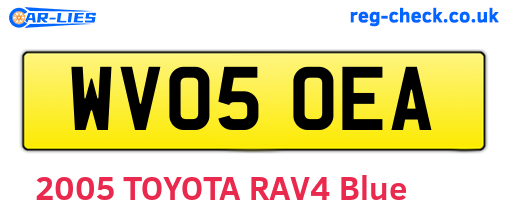 WV05OEA are the vehicle registration plates.