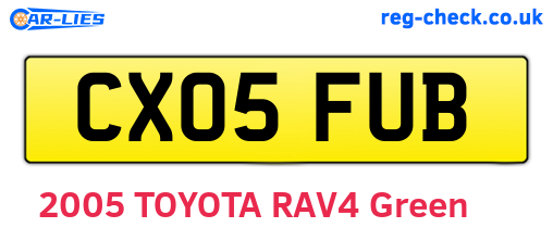 CX05FUB are the vehicle registration plates.