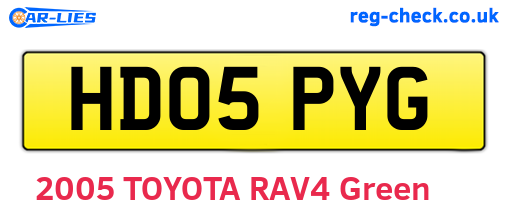 HD05PYG are the vehicle registration plates.