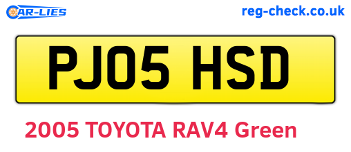 PJ05HSD are the vehicle registration plates.