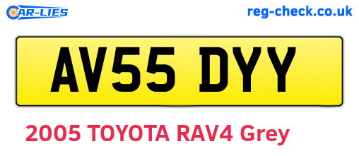 AV55DYY are the vehicle registration plates.