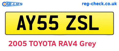AY55ZSL are the vehicle registration plates.