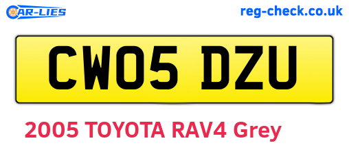 CW05DZU are the vehicle registration plates.