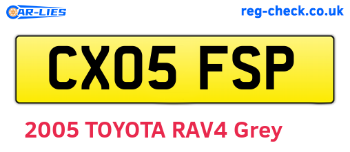 CX05FSP are the vehicle registration plates.
