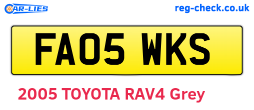 FA05WKS are the vehicle registration plates.