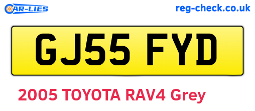 GJ55FYD are the vehicle registration plates.