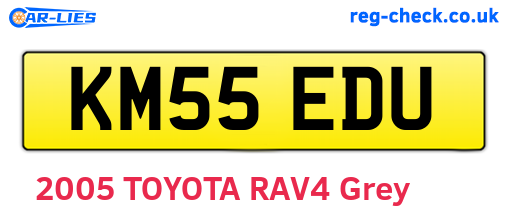 KM55EDU are the vehicle registration plates.