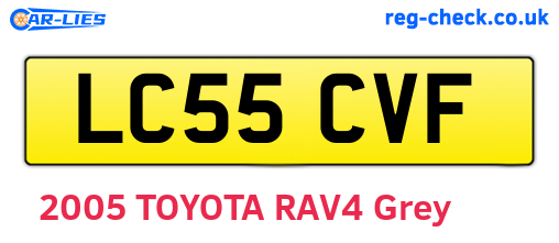 LC55CVF are the vehicle registration plates.