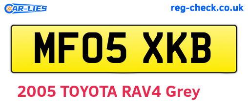 MF05XKB are the vehicle registration plates.
