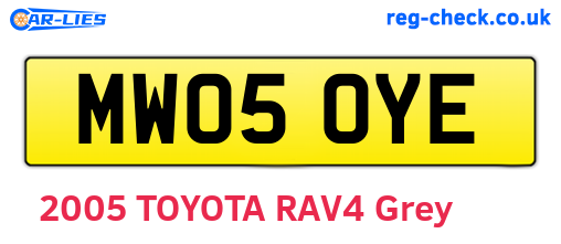 MW05OYE are the vehicle registration plates.