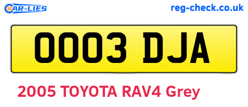 OO03DJA are the vehicle registration plates.