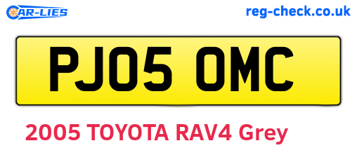 PJ05OMC are the vehicle registration plates.